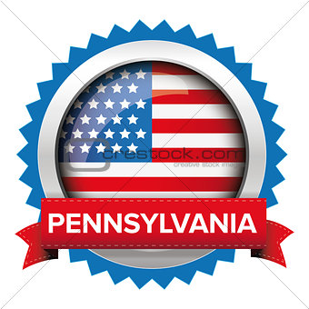 Pennsylvania and USA flag badge vector