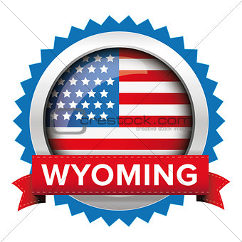 Wyoming and USA flag badge vector