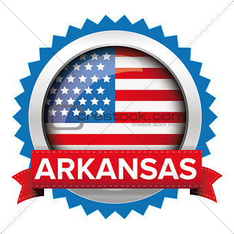 Arkansas and USA flag badge vector