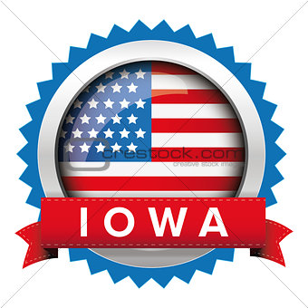Iowa and USA flag badge vector