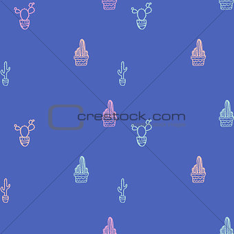 Doodle Hand Drawn Seamless Patterns with Cactus