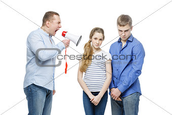 Father screaming at teenage children
