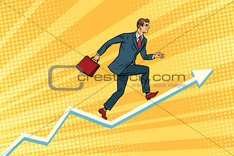 Businessman running on schedule growth