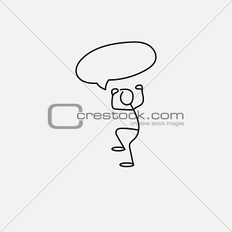 Cartoon icon of sketch stick figure angry