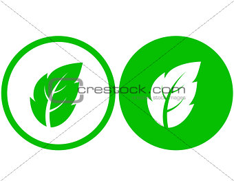 two icons with green leaf