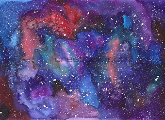 Space hand painted watercolor background.