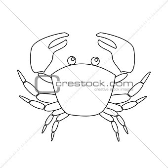 Contour image of crab isolated on white background.