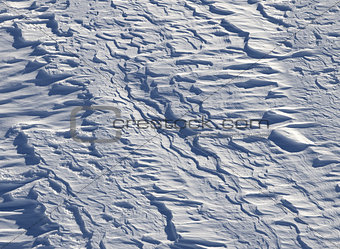 Off-piste slope after snowfall in ski resort