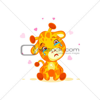 Emoji crying tears character cartoon Giraffe miss you sad frustrated sticker emoticon