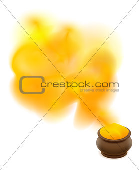 Full clay ceramic pot with yellow paint for holi festival