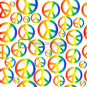 Peace symbol with circular rainbow gradient