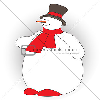 Cute fat snowman on white background