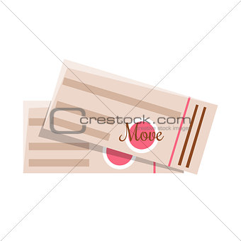 Two Movies Entrance Tickets, Cinema And Movie Theatre Related Object Cartoon Colorful Vector Illustration