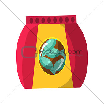 Bag With Candy Snack, Cinema And Movie Theatre Related Object Cartoon Colorful Vector Illustration