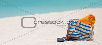 panorama of beach accessories