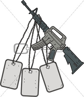 M4 Carbine Dog Tags Hanging Drawing