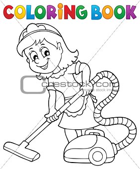 Coloring book cleaning lady 1