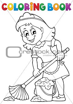 Coloring book cleaning lady 2