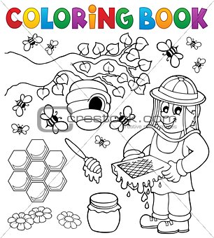 Coloring book with beekeeper