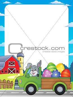 Frame with Easter eggs in truck