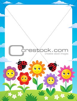 Frame with flowers and ladybugs 1