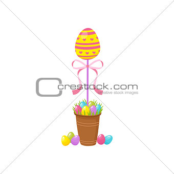 Eggs tree. Easter traditional element. Religious holidays symbols isolated on white background.