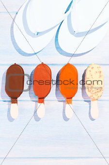 Ice creams on table