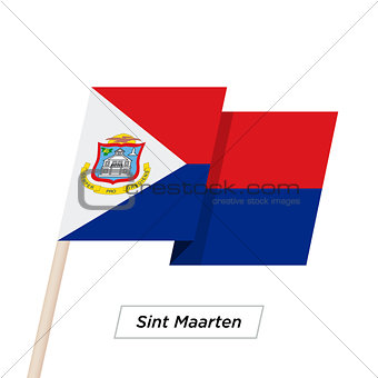 Sint Maarten Sharp Ribbon Waving Flag Isolated on White. Vector Illustration.