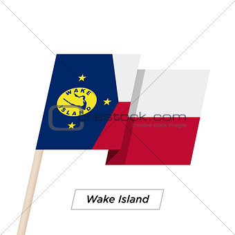 Wake Island Ribbon Waving Flag Isolated on White. Vector Illustration.