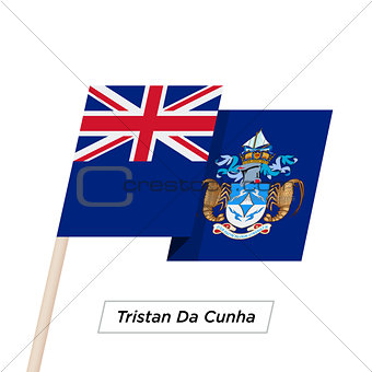 Tristan Da Cunha Ribbon Waving Flag Isolated on White. Vector Illustration.