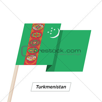 Turkmenistan Ribbon Waving Flag Isolated on White. Vector Illustration.