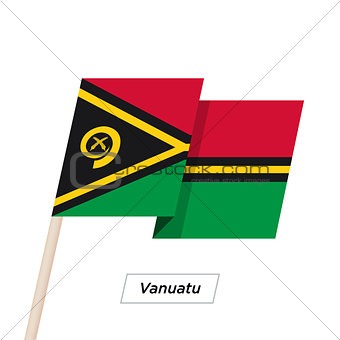 Vanuatu Ribbon Waving Flag Isolated on White. Vector Illustration.