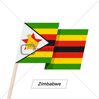 Zimbabwe Ribbon Waving Flag Isolated on White. Vector Illustration.
