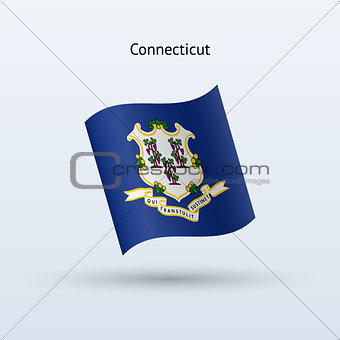State of Connecticut flag waving form. Vector illustration.
