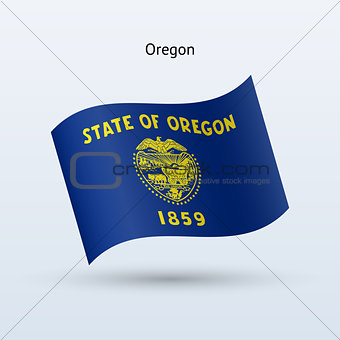 State of Oregon flag waving form. Vector illustration.