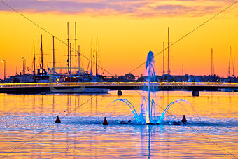 Sea fountain in Zadar sunset view