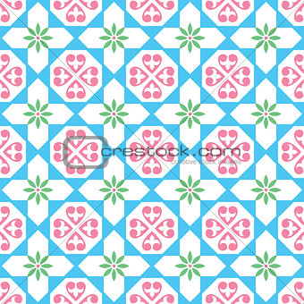 Spanish tiles pattern, Moroccan and Portuguese tile seamless design- Azulejo