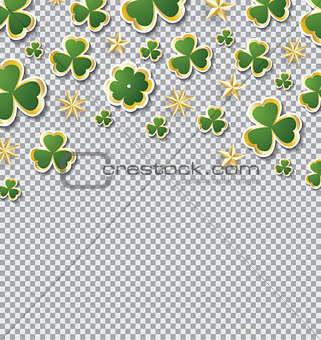 Clover Pattern for St. Patrick's Day with Copy Space on Transpar