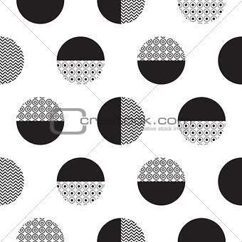 Geometric black and white dotted circles minimalistic pattern.