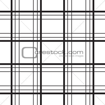 Geometric plaid line black and white minimalistic pattern.