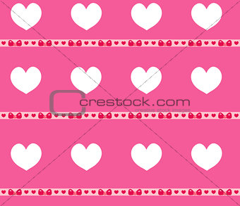 Heart seamless pattern. Valentines Day endless background. Pink texture, wallpaper. Cute backdrop. Vector illustration.