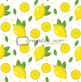 Lemon seamless pattern. Lemonade endless background, texture. Fruits . Vector illustration.