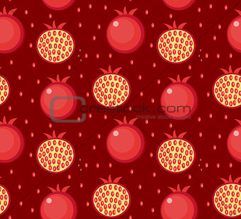 Pomegranate seamless pattern. Garnet fruit endless background, texture. Fruits. Vector illustration