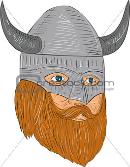 Viking Warrior Head Three Quarter View Drawing