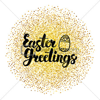 Easter Greetings Lettering over Gold