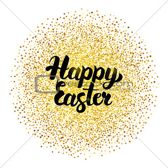 Happy Easter Lettering over Gold