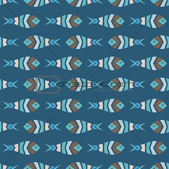 Flock of fish mosaic seamless pattern