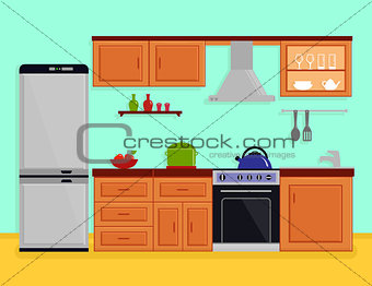 kitchen interior with kitchen room furniture