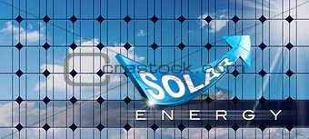 Solar Energy - Blue Arrow and Solar Panel