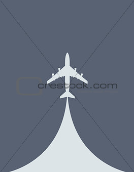 Aircraft during the takeoff - silhouette of airliner, top view